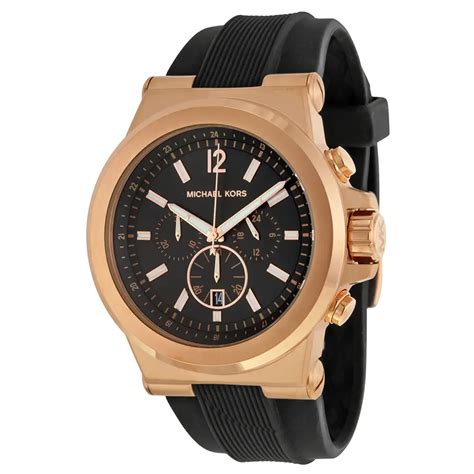 black michael kors watch with rose gold face|rose gold watch with numbers.